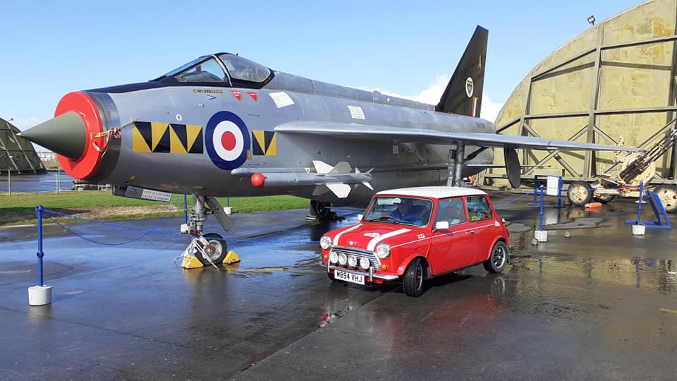 English Electric F3 Lightning jet fighter and Mini Cooper